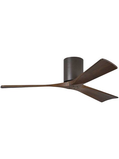 Irene 52 inch Flush-Mount Ceiling Fan with Solid Wood Blades in Textured Bronze.